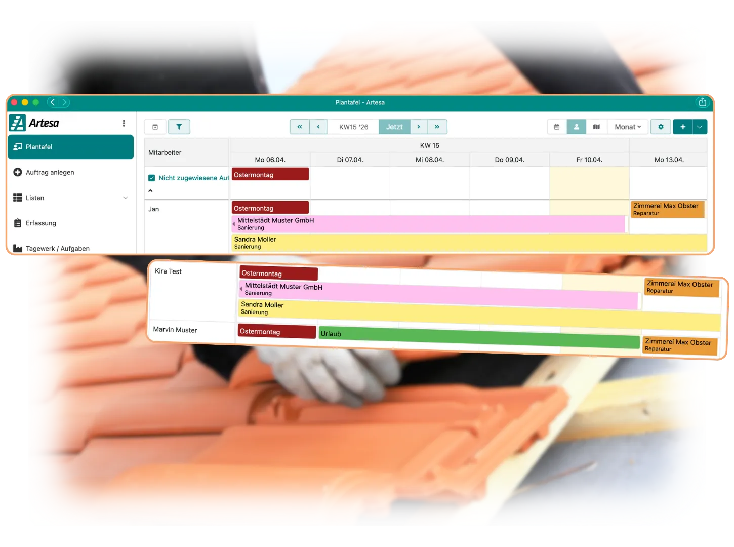 Artesa Handwerkersoftware für Dachdecker