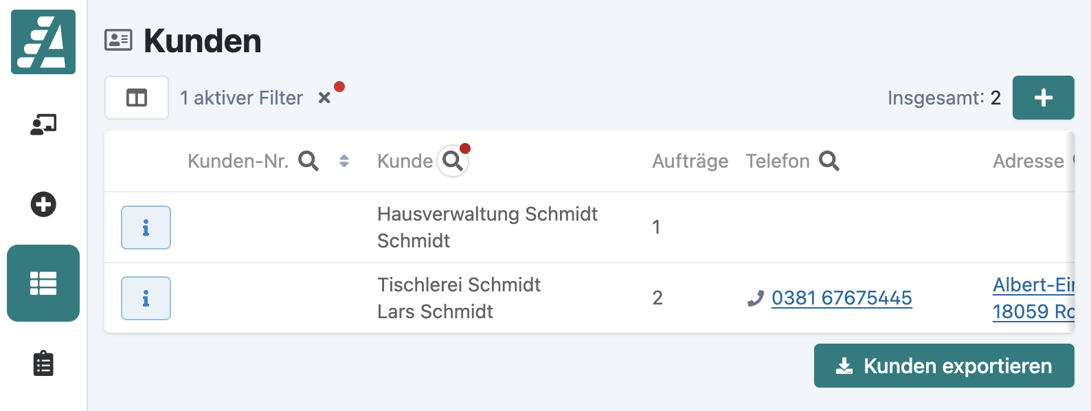 CSV-Export für Kundenliste